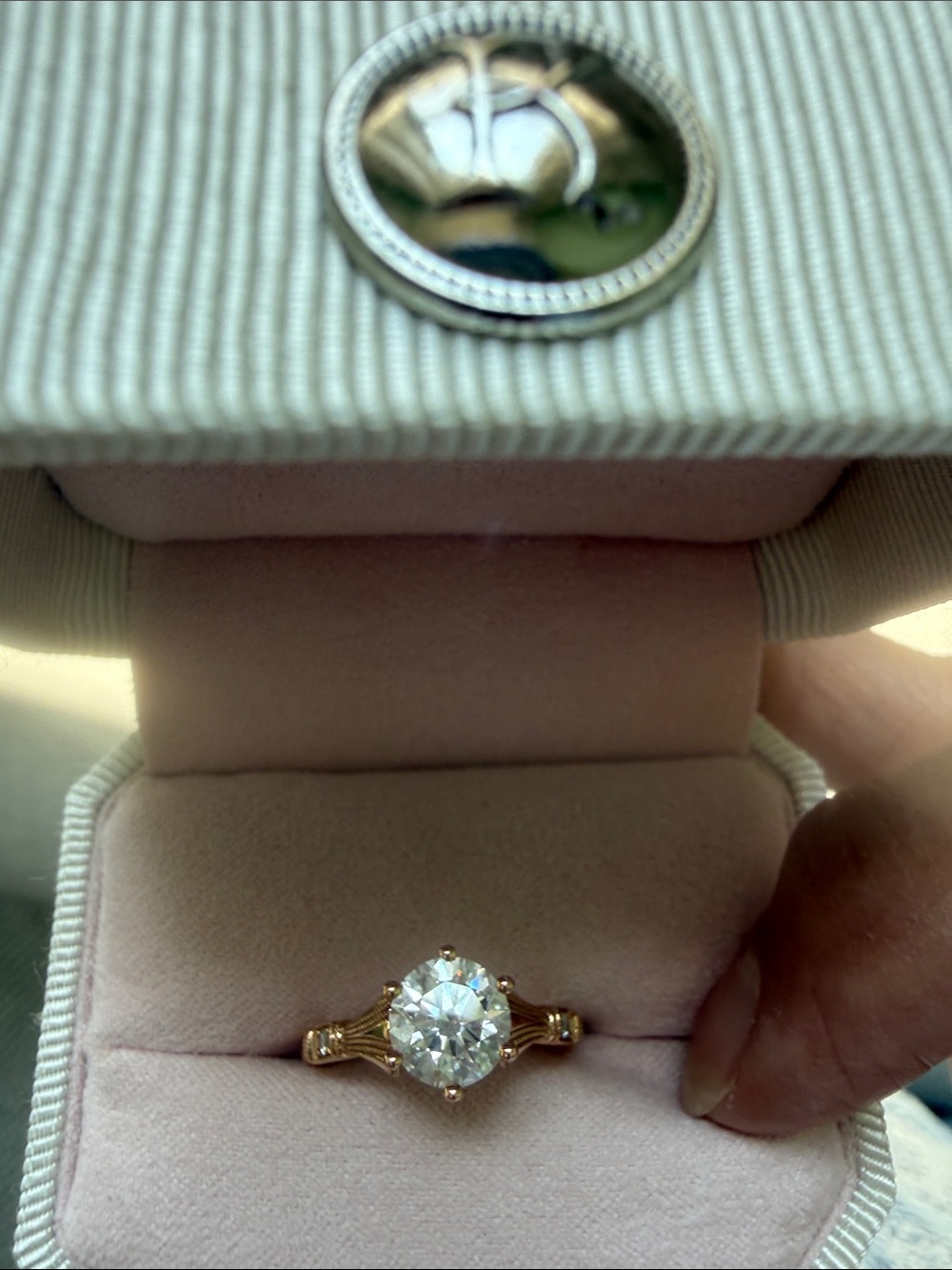 18 K Gold Solitaire Round-Cut  lab diamond Stone Ring - Women Jewelry